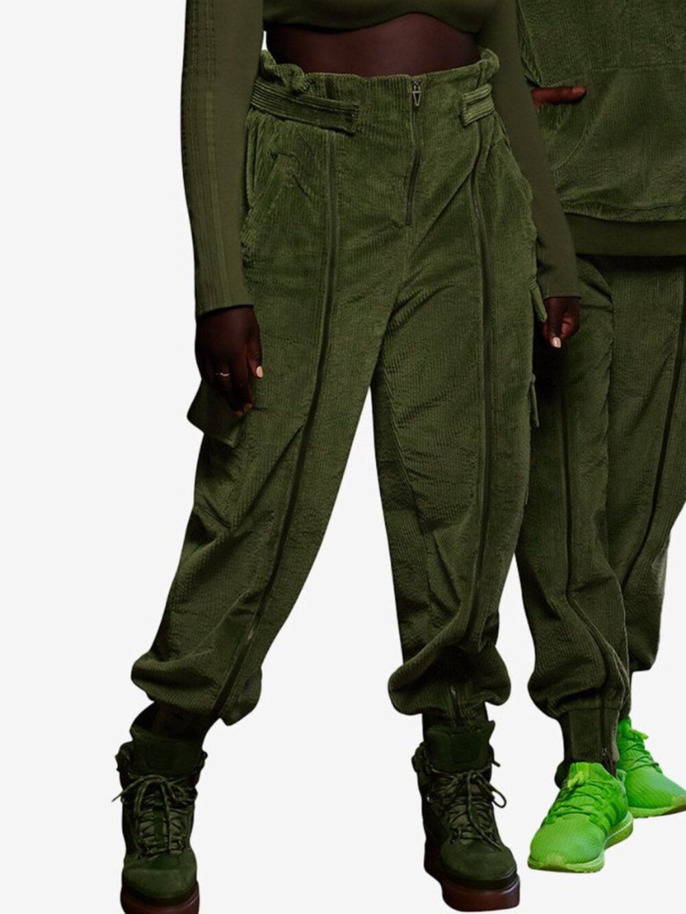 ADIDAS x IVY PARK Corduroy Zipper Pants - Green - Size S